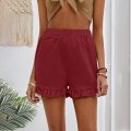 Miniatyrbillede 1 af 2: Dame strandshorts Elastisk talje Short Hot Pants. Red Wine L
