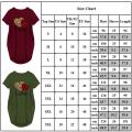 Miniatyrbilde 2 av 10: Valentinsdag Kjærlighetsbrevkjole Kortermet skjortekjole V Wine Red 4XL