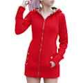 Miniatyrbillede 4 af 6: Vinter dame hættejakke fortykket plus fleece leopard sweaterjakke - Red M