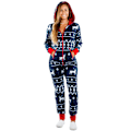 Miniatyrbillede 2 af 3: Kvinder One Piece Print Nattøj Julepyjamas Jumpsuit Z X bule L