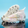 Miniatyrbillede 4 af 5: Fodboldsko til mænd Skridsikre fodboldsko Klamper græsfodboldsneakers Yj068A W White 46