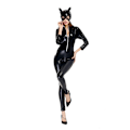 Miniatyrbillede 4 af 5: Kvinders PU læder catsuit cosplay Halloween Cat Mask Jumpsuit W