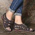 Miniatyrbilde 3 av 4: Sommer kvinners sandaler, hule kiler Spenne plattform fritidssko. Navy Blue 38