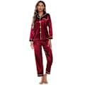 Miniatyrbild 3 av 3: Silky Satin set i två delar för kvinnor: Buttondown oungewear W Red L