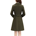Miniatyrbild 2 av 4: Kvinnor Vinter Elegant Coat Naggad krage Dubbelknäppt Ull Blend Overcoat W Army Green M
