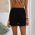 Miniatyrbillede 1 af 2: Dame strandshorts Elastisk talje Short Hot Pants. Black M