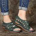Miniatyrbilde 4 av 4: Sommer kvinners sandaler, hule kiler Spenne plattform fritidssko. Green 42