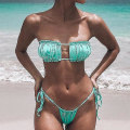 Miniatyrbilde 2 av 3: Stroppeløst sett for kvinner Bandeau Frill Thong Badedrakt yz Green L