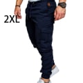 Miniatyrbild 4 av 5: Herr Pocket Byxor Casual Elastisk String Mode långbyxor - Navy Blue 2XL