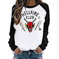 Miniatyrbilde 3 av 4: Unisex Hellfire Club Stranger Things T-skjorte Langermede topper for kvinner/menn White S