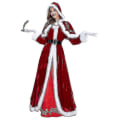Miniatyrbillede 4 af 5: 4 stk-sæt Steamcoat Hætte Cape Julekostumer Til Kvinder, Dame Julemandskostume Fru Claus Julekostume Julemandskjole Med Hood_o L