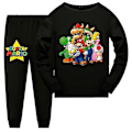 Pikkukuva 1 / 2: Super Mario -pitsipaita ja -housut pitkähihainen pyjamasetti lapsille pojille ja tytöille yöasu 7-14 vuotta CMK musta Black 7-8 Years