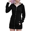 Miniatyrbillede 4 af 6: Vinter dame hættejakke fortykket plus fleece leopard sweaterjakke - Black M