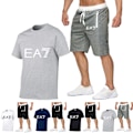Miniatyrbild 5 av 6: Sommarset för män - T-shirt och Shorts - Sport, Kortärmad + Shorts, Casual Topp, Träningsdräkt D D M
