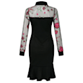Pikkukuva 3 / 5: Naisten elegantit juhlamekot kukkakuvioprintti Bodycon mekko röyhelö helma valaistu Design C Red S