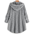Miniatyrbillede 2 af 3: Bamsejakke med hætte til kvinder Solid W Gray 4XL
