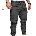 Miniatyrbild 2 av 5: Herr Pocket Byxor Casual Elastisk String Mode långbyxor Z X Grey L