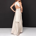 Miniatyrbillede 3 af 3: Kvinders Bandage Multi Way Wrap Convertible Maxikjole Brudepige Z Beige White S