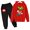 Miniatyrbild 1 av 2: Pojkar Flickor Super Mario Hoodies Träningsoveraller Toppar+Joggingbyxor Set Z X red V . red 140cm