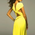 Miniatyrbillede 2 af 3: Kvinders Bandage Multi Way Wrap Convertible Maxikjole Brudepige Z Yellow S