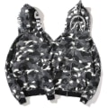 Miniatyrbilde 1 av 2: Hettegenser for menn Camo jakke med løs glidelås for menn Gutt H Grey Black 4XL