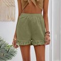 Miniatyrbillede 1 af 2: Dame strandshorts Elastisk talje Short Hot Pants. Army Green L
