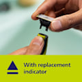 Pikkukuva 2 / 4: Philips Alkuperäinen vaihtoterä, OneBlade-sähköhöylään ja -trimmeriin, kestävää ruostumatonta terästä, rajaa ja ajelee, 3 kpl, malli QP230/50