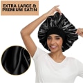 Pikkukuva 2 / 5: 3 kpl Extra Large Satiini Bonnettia Nukkumiseen, Hiusbonnetteja Mustaiselle Naiselle Punokset