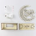 Pikkukuva 5 / 5: Puinen Ramadanin Kuu ja Tähti Juhlakoriste LED-Valolla Koti Sisustus DIY 3-osainen setti