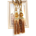 Miniatyrbild 2 av 5: Enkel Hängande Boll-Tofs Gardinknappar Handgjorda Flätade Spännen Draperi Gardinknappar Fönsterbehandlingar för Hem 2-pack (Guld)