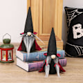 Miniatyrbillede 4 af 5: Halloween Håndlavet Tomte Svensk Nisse Ornament med Hexe Kappe Hat til Jul Sort Skæg