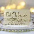 Miniatyrbillede 3 af 5: 100 stk. Bord Invitationsstedkort Ramadan Udskåret Blad Brevpapir Stedkort Fest Dekoration Reflekterende Sølv