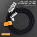Miniatyrbillede 2 af 2: Mobiltelefon Data Kabel Albue 180° Rotation Flydende Silikon Gel Spil Hurtig Opladning Med Lys 6A Machi