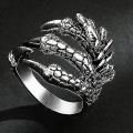 Miniatyrbillede 1 af 5: Drageringe Sæt, Gothic Ring Justerbar Vild Åben Punk Ring Gave Cool Drager Ring Til Mænd Kvinder (1stk, Sølv)