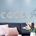 Miniatyrbillede 4 af 5: Sort 5-pak 3D Månefase Vægstickers Hjemmeindretning Stue Soveværelse Mural Kunst Dekaler DIY Håndværk Sort