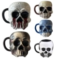 Miniatyrbillede 2 af 5: Realisttisk Skelet Kaffe Kop Halloween Harpiks Håndværk Ornament Skrivebords Dekoration Bronze