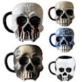 Miniatyrbillede 4 af 5: Realisttisk Skelet Kaffe Kop Halloween Harpiks Håndværk Ornament Skrivebords Dekoration Hvid