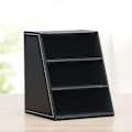 Miniatyrbillede 4 af 5: Sort PU Læder Fjernbetjening Holder, Læder Fjernbetjening Opbevaringsboks Organizer, Skrivebords Organizer til TV Guide, Post, Elektro