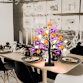Miniatyrbilde 4 av 5: Halloween-trelys med LED-lykter i form av gresskar, flaggermus og spøkelser, med timer/USB/batteridrift - Halloween-lys for dekorasjon
