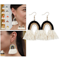 Miniatyrbilde 4 av 5: Iris Style Tassel Ørepynt, Hengefringe Ørepynt for Kvinner, Kongelig Svarte Tassel Ørepynt