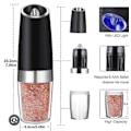 Miniatyrbillede 4 af 5: Elektrisk Gravity Salt- og Peberkværn Sæt Automatisk Batteridrevet Med LED Lys Justerbar Grovhed Rustfrit Stål Pakke Af 2 (Sort)