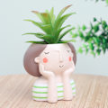 Miniatyrbild 3 av 5: Flickor Blomkruka Blomkruka Resin Succulent Planter Skrivbords Mini Ornament，Flickors succulenta resin blomkruka (4 st Flickor Kombin