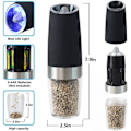 Miniatyrbillede 2 af 5: Elektrisk Gravity Salt- og Peberkværn Sæt Automatisk Batteridrevet Med LED Lys Justerbar Grovhed Rustfrit Stål Pakke Af 2 (Sort)