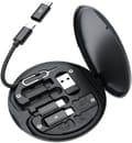 Pikkukuva 1 / 5: USB C -sovitin OTG-kaapelisarja, monilatauskaapelikotelo muuntaa USB C:n iOS-laitteeseen/Type C/Micro/USB A -sovittimeen (musta)