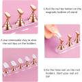 Miniatyrbilde 3 av 5: 2 Sett Akryl Negle Display Stativ Negletips Øvingsholder Magnetisk Negle Øvingsstativ Fingernegl DIY Negle Stativ (Rosegull)