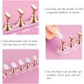 Miniatyrbillede 3 af 5: 2 Sæt Akryl Negle Display Stativ Negle Tip Øvelsesholder Magnetisk Negle Øvelsesstativ Fingernegl DIY Negle Stativ (Rosenguld)