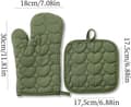 Miniatyrbild 2 av 2: 4-piece Cotton Extended and Thickened Microwave Gloves 2+Insulation Pad 2 Solid Color Heart Pattern Oven Mitts Suitable for Bread Baking