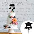 Miniatyrbillede 2 af 4: 4 stk. 2021 Graduation Party Trencher Kage Toppers Akryl Kage Toppers Sort 17X13CM