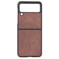 Leather Case for Samsung Galaxy Z Flip 3 - Foldable Design with Business Texture - Brown[JUN]