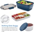 Miniatyrbild 3 av 5: Large Double-Layer Lunch Box with Multiple Compartments for School or Work Includes Condiment Container Odor-Resistant and High Capacity Blue 2000ml